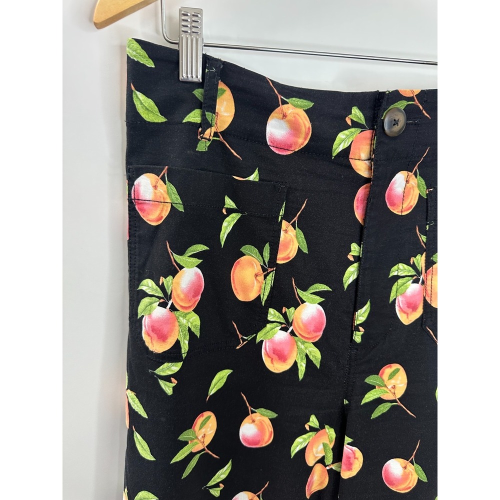 Maeve x Anthropologie Colette Crop Ankle Wide-Leg Pants Black Peach Print 33 - Picture 12 of 15